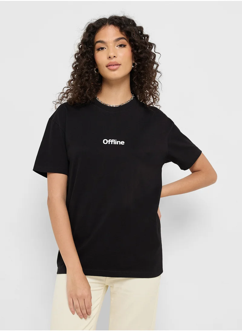 جينجر Crew Neck Slogan T-Shirt