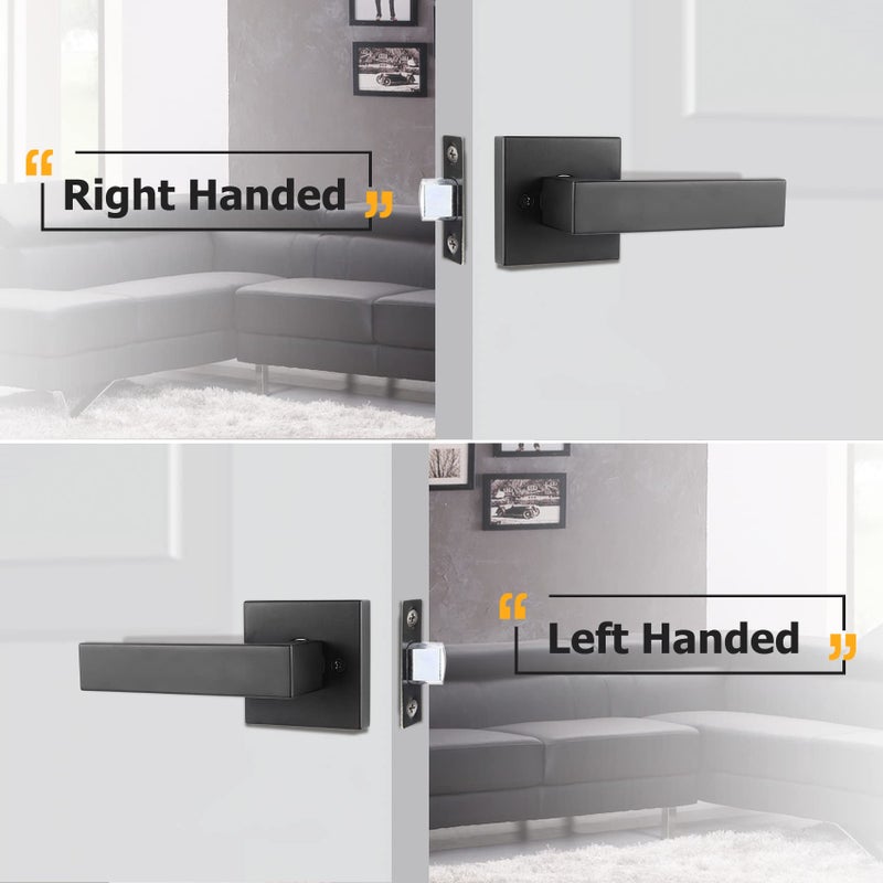 Azdele Matte Black Front Door Handle Set With Reversible Lever - Exterior Door Handle Set For Right Or Left Handed Doors, Front Door Handle Matte Black - Image 5