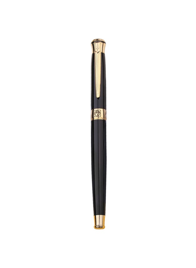 Pimio Pen قلم التوقيع هدية مكتبية للأعمال للبالغين للطلاب قلم الخط للذكور والإناث هدية التخرج قلم حبر إيريديوم ذهبي 0.5mm سلسلة Swedish Flower King 903 أسود لامع - Image 3