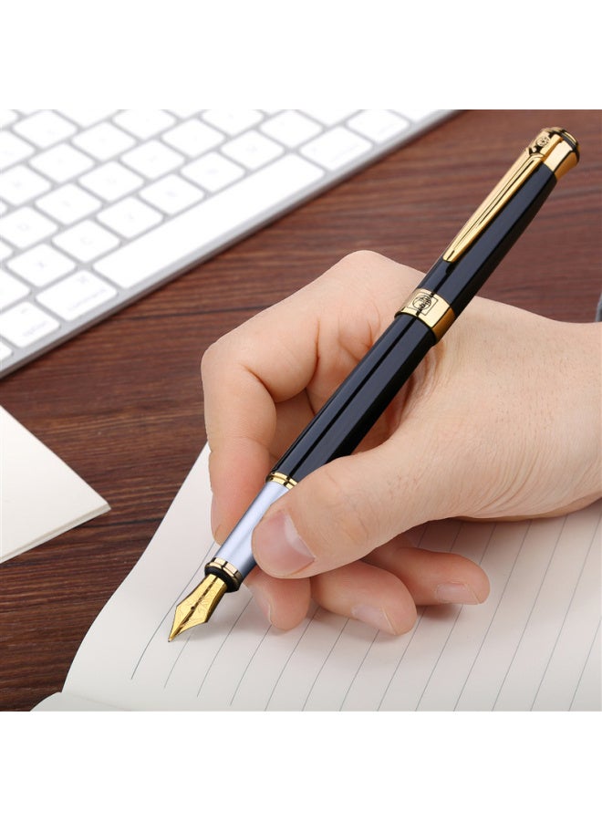 Pimio Pen قلم التوقيع هدية مكتبية للأعمال للبالغين للطلاب قلم الخط للذكور والإناث هدية التخرج قلم حبر إيريديوم ذهبي 0.5mm سلسلة Swedish Flower King 903 أسود لامع - Image 2