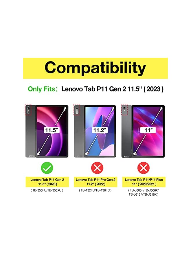 Procases 2 Pack Screen Protector For Lenovo Tab P11 2Nd Gen 2023 11.5 Inch Tb 350Fu Tb 350Xc Tempered Glass Transparency 9H Screen Film Guard For Tab P11 Gen 2Nd 11.5 Inch Tablet - Image 2
