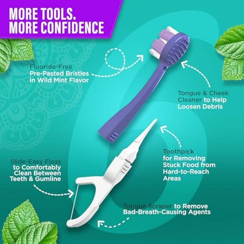 GuruNanda 6-in-1 Disposable Toothbrush, Ready to Use Pre-Glued Butter on Gum, Softex Brushes, Flossing and Toothpicks, Tongue and Cheek Cleaner, Wrapped - Image 4