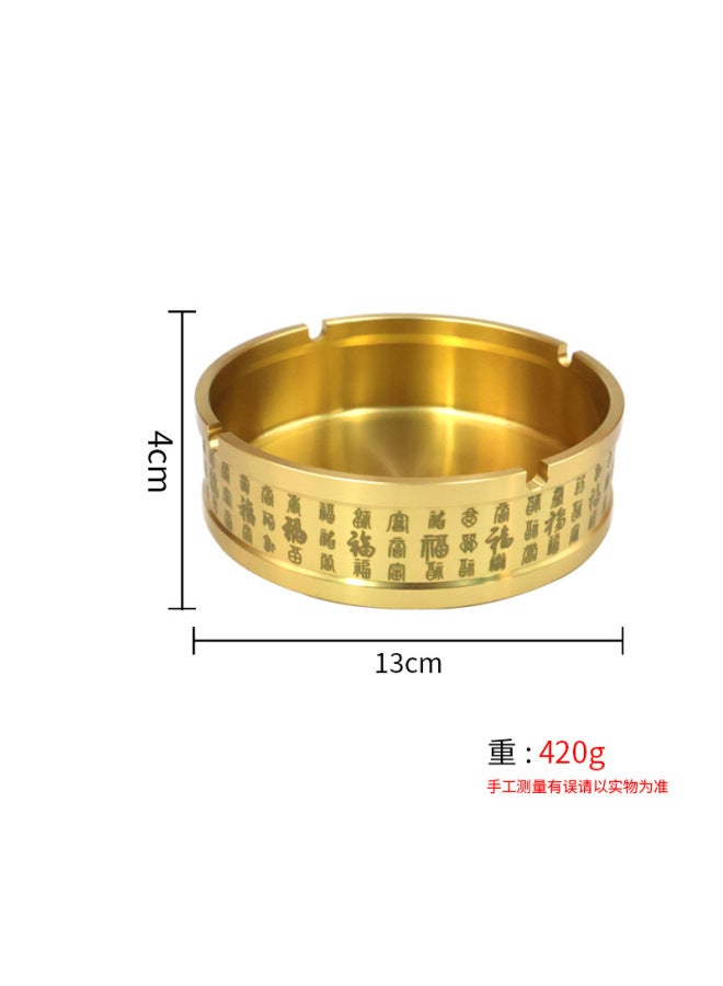 Brass Wuniu Ashtray With Lid Household Living Room Fly Ash-proof High-end Office Chinese Creative Vintage Ornaments