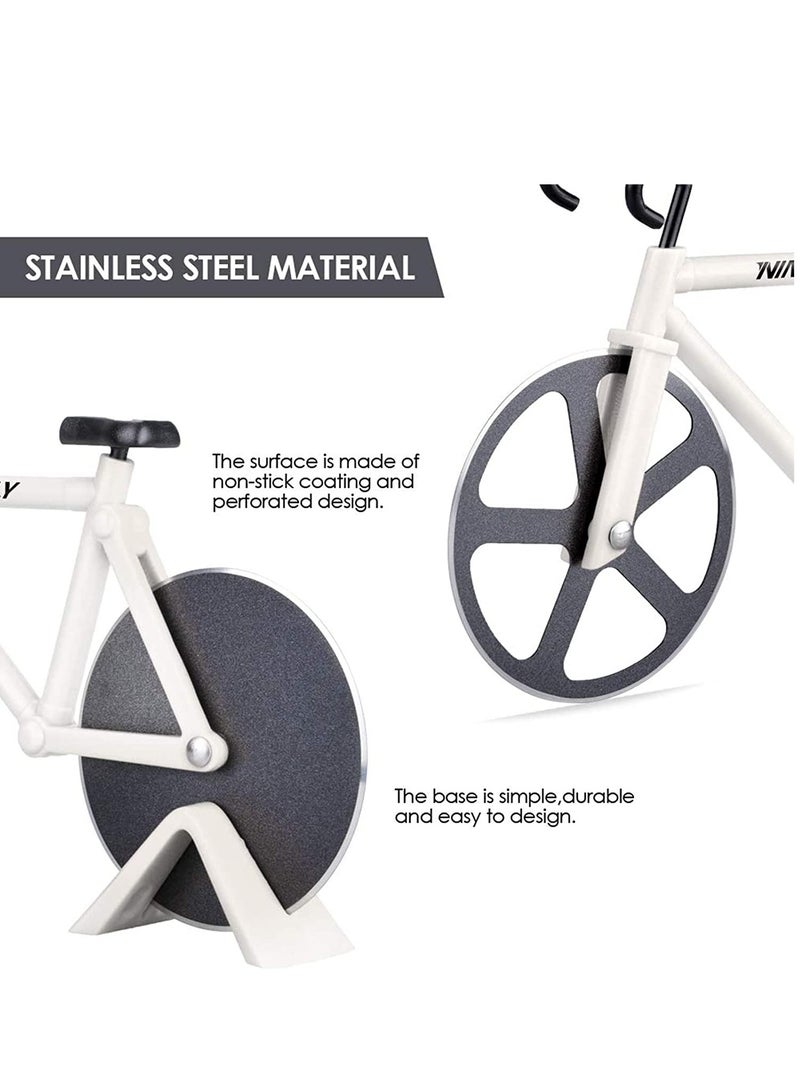 SYOSI Bicycle Pizza Cutter, Bicycle Pizza Cutter Wheels Dual Stainless Steel Super Sharp Blades Slicer with Non stick Coating, Stainless Steel Pizza Wheel Slicer for Pizza Lovers HolidayKitchen Gadget - Image 2