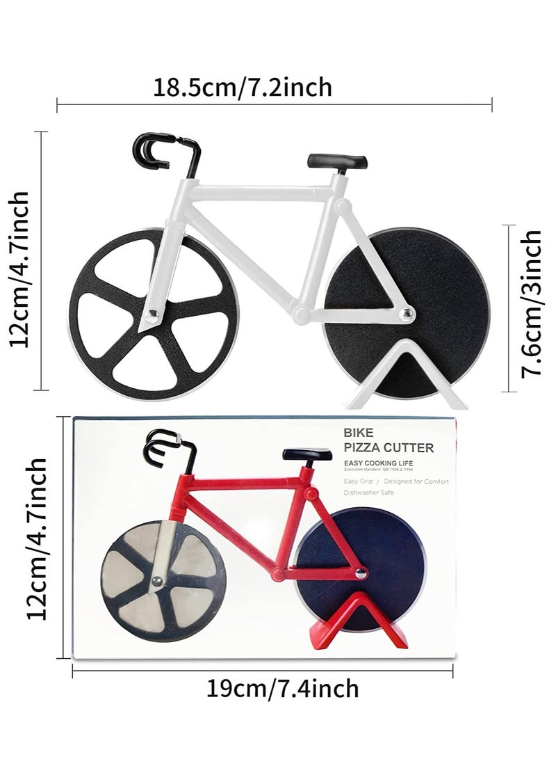 SYOSI Bicycle Pizza Cutter, Bicycle Pizza Cutter Wheels Dual Stainless Steel Super Sharp Blades Slicer with Non stick Coating, Stainless Steel Pizza Wheel Slicer for Pizza Lovers HolidayKitchen Gadget - Image 5