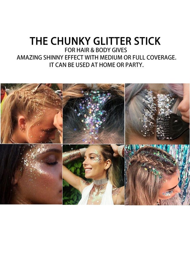 MEICOLY MEICOLY Gold Body Glitter Stick,Halloween Waterproof Face Glitter Gel,Chunky Glitter Face Paint,Mermaid Sequins Hair Glitter Makeup,Sparkle Body Glitter for Women,Festival Accessories Glitter  - Image 4