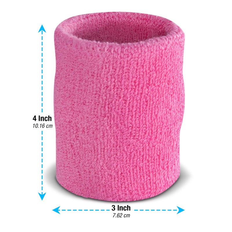 Suddora Arm Sweatbands, Absorbent and Breathable Thick Cotton Bands for Working Out, Gymnastics, Basketball, Tennis, and Football, Multiuse 4-inch Wristbands for Costumes and Cosplay, Pink - Image 4