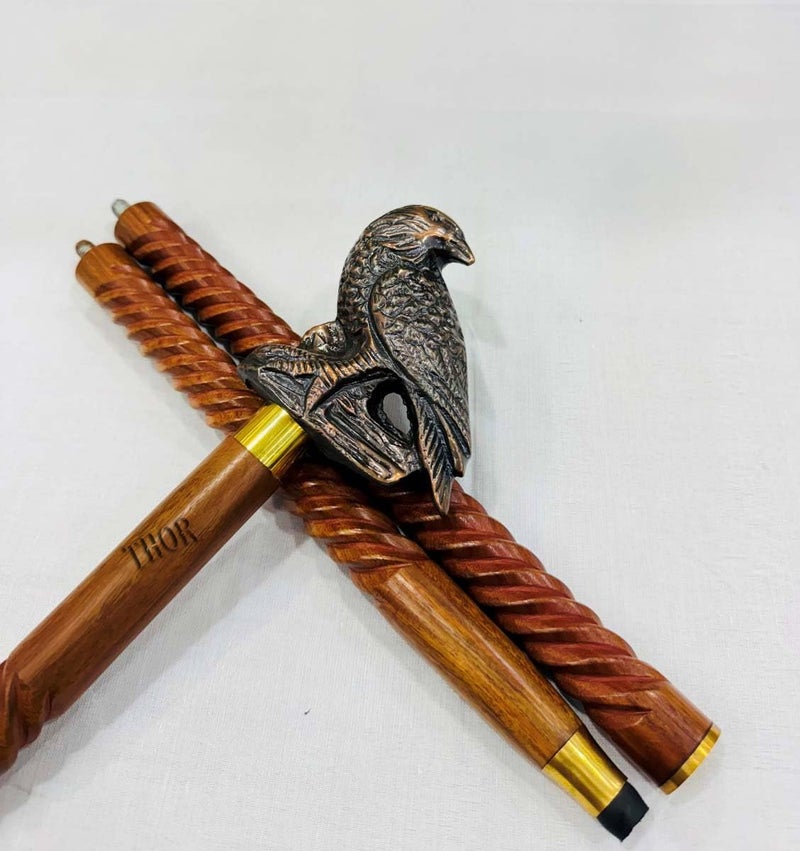 Handmade Solid Brass Head Handle Vintage Style Antique Wooden Walking Stick Cane Gift 3 Fold Wooden Walking Cane Viking Handle Stick