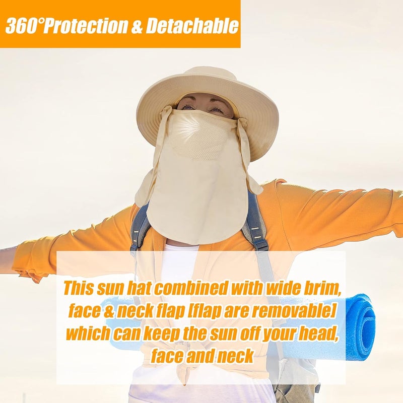 Outrip Fishing Hat for Men & Women, Outdoor UV Sun Protection Wide Brim Hat with Face Cover & Neck Flap - Image 4