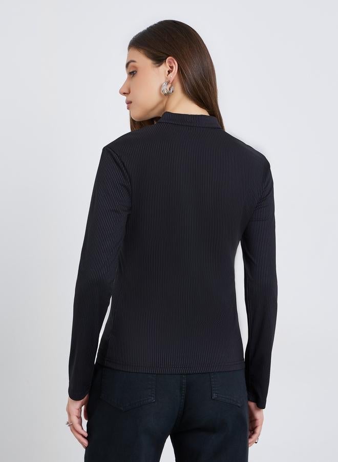 ستايلي بلوزة محبوكة بياقة ماندارين - Image 4