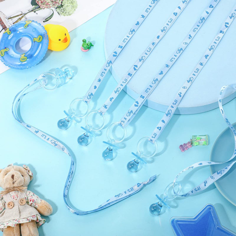 Coume 36 Pieces Baby Shower Pacifiers Necklace Acrylic Baby Party Favors Pacifiers Charm Necklace for Baby Shower Party Decorations Table Scatter(Blue) - Image 5