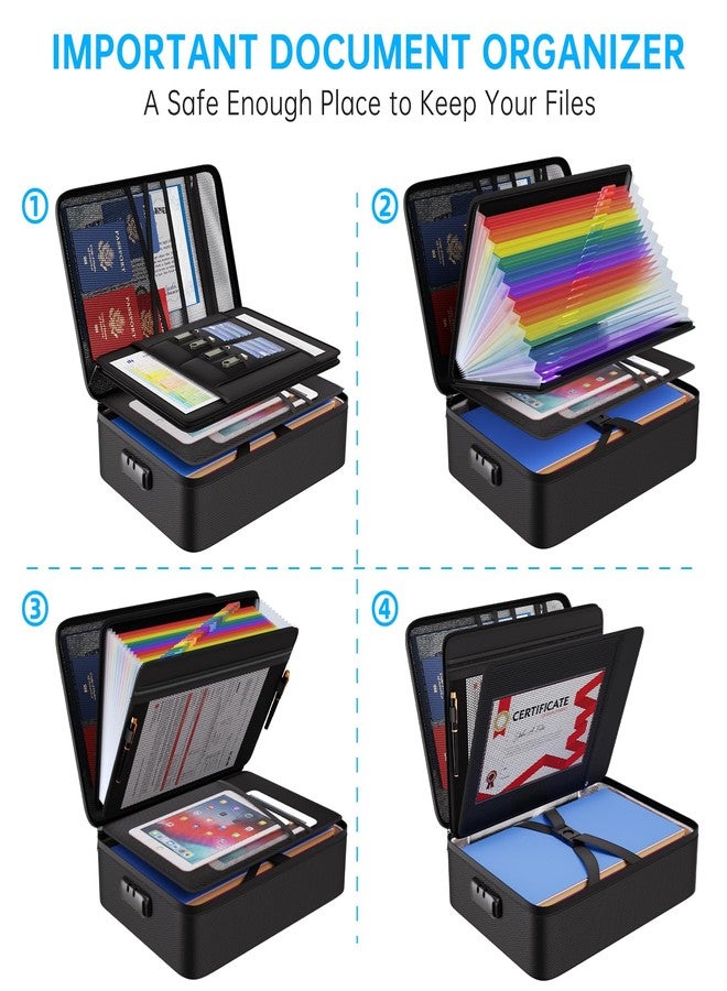 ENGPOW 5200℉ Soft Case Fireproof Document Box with Lock,Fireproof Box with 25 Colorful Pocket Accordion File Folder,Fireproof Water Resistant Safe File Organizer Storage for Important Documents - Image 3