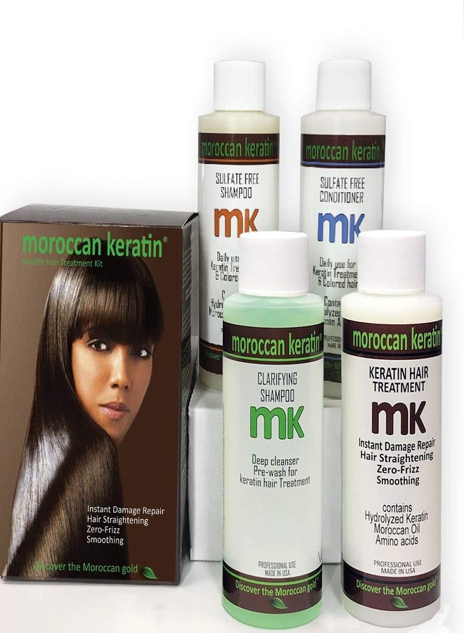 MOROCCAN KERATIN الكيراتين المغربي لعلاج الشعر بالكيراتين البرازيلي تركيبة مثبتة 120 مل × 4 نتائج عضوية طبيعية دائمة كيراتين لتنعيم الشعر - Image 1