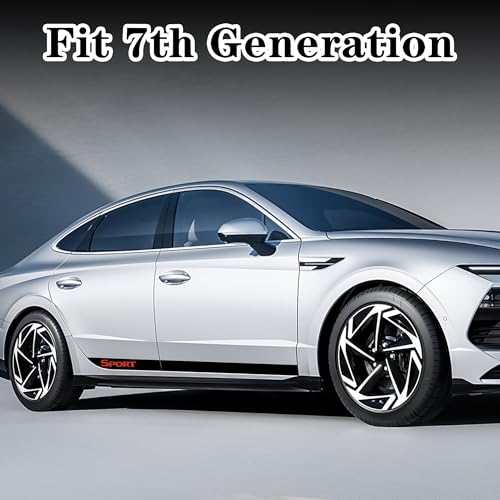 TOMALL تومال 1 زوج ملصق شريط جانبي للسيارة متوافق مع هيونداي سوناتا الجيل العاشر 2019-2023 زينة رسومات سباق رياضي من الفينيل (أسود لامع) - Image 4