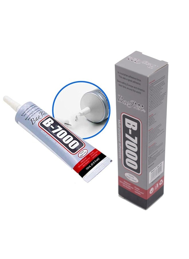 B-7000 15ML Multipurpose High Performance Industrial Glue Transparent Contact Adhesives Precision Tips for Clean Working (15ML / 0,51 oz) - Image 1