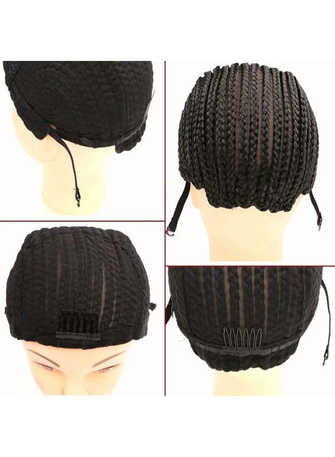 FEEL ME Adjustable Crochet Cornrow Wig Cap Synthetic Braided Cap with Adjustable Straps Breathable Crochet Caps with Combs for Braiding Hair Sew in Hair Weave Braided Wig Cap for Women - Image 2