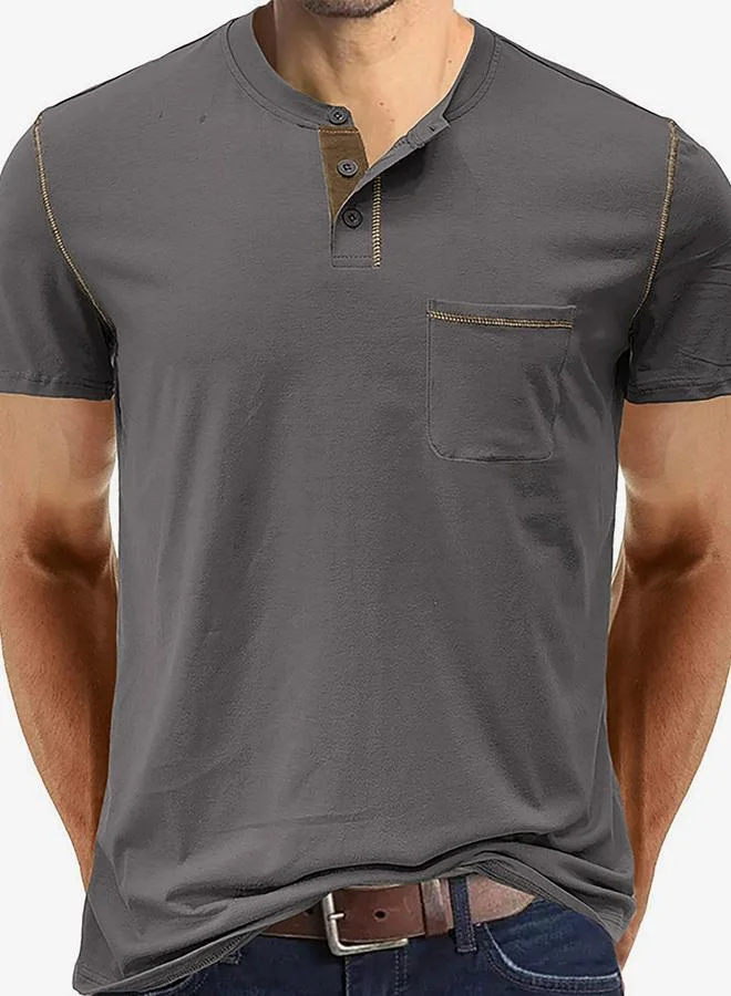 Take Two Men Half-Button Placket Henley Neck T-Shirt