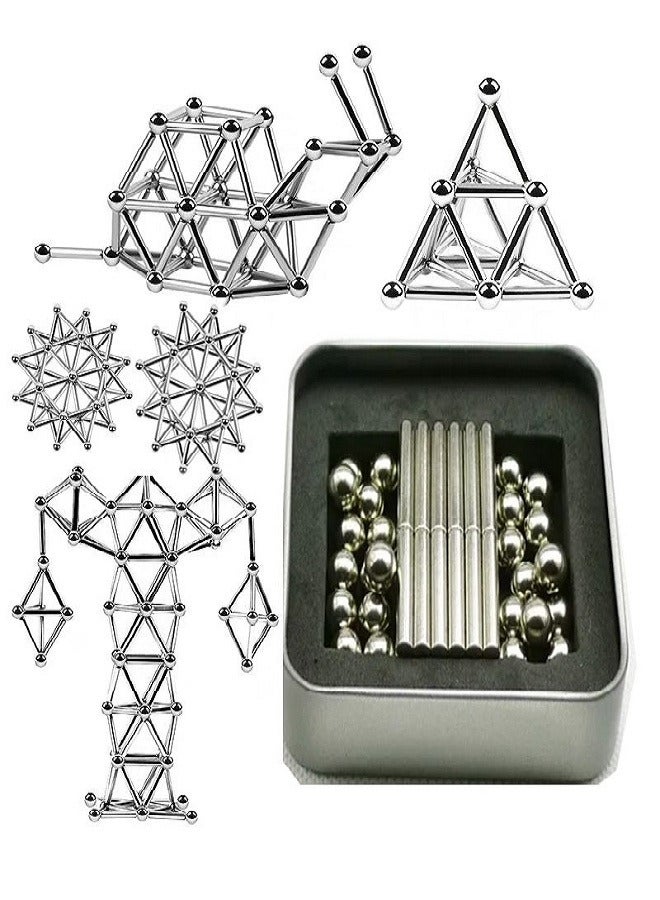 63 pcs Magnet Toy Magnetic Sticks & Balls Building Blocks Super Strong Magnet Kid's / Adults' Boys' Girls' Toy Gift - Image 1