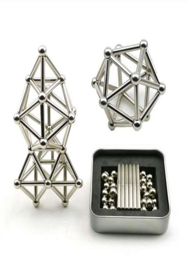 63 pcs Magnet Toy Magnetic Sticks & Balls Building Blocks Super Strong Magnet Kid's / Adults' Boys' Girls' Toy Gift - Image 2