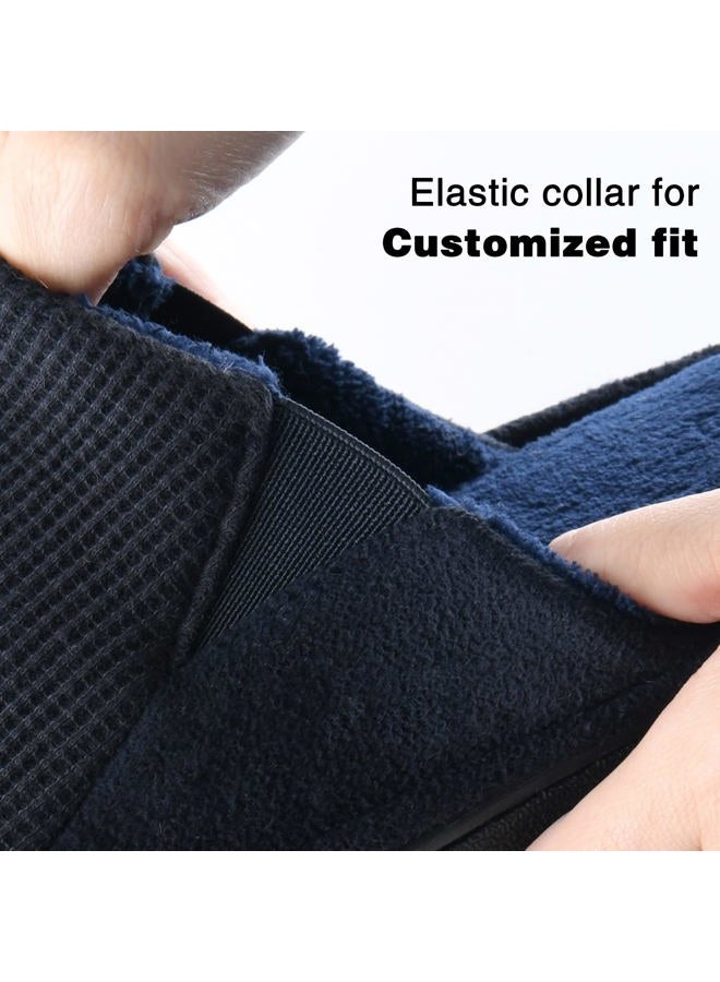 Honalika Cozy Men's Open Toe House Slippers Memory Foam,Comfy Slip On Indoor Slippers for Men Breathable, Non-Slip Soft Bedroom Home Slippers Lightweight, Navy, 7-8 - Image 5