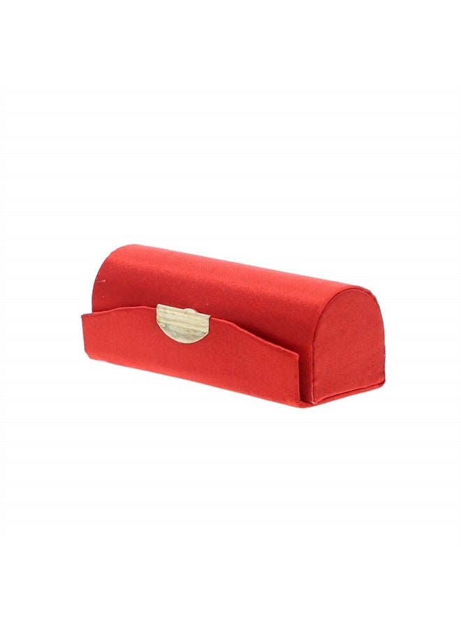 Motique Accessories Red Solid Satin Ladies Lipstick Case With Mirror Purse Holder Set of 2 