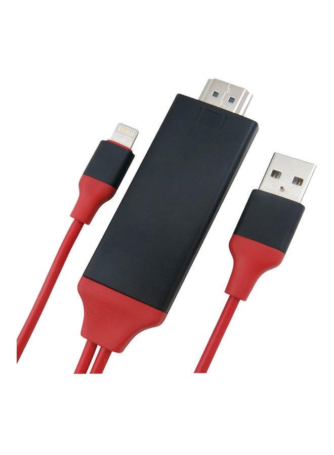 NIBEMINENT 8 Pin Lightning To HDMI HDTV Cable Red/Black  - Image 1