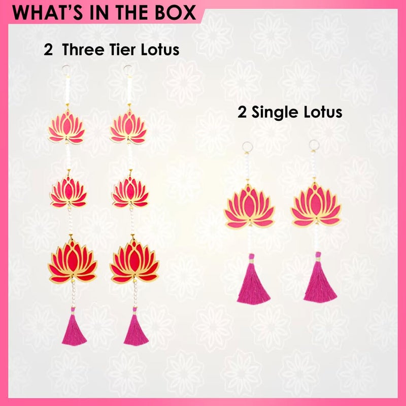 Solobolo Lotus hangings for Decoration Handcrafted Lotus Toran Latkan with White Pearl and Tessel | for Decoration of Diwali, New Year|Home Decoration, Door Hanging, Wall Hanging |LOT101 - Image 2