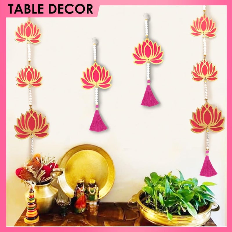 Solobolo Lotus hangings for Decoration Handcrafted Lotus Toran Latkan with White Pearl and Tessel | for Decoration of Diwali, New Year|Home Decoration, Door Hanging, Wall Hanging |LOT101 - Image 4