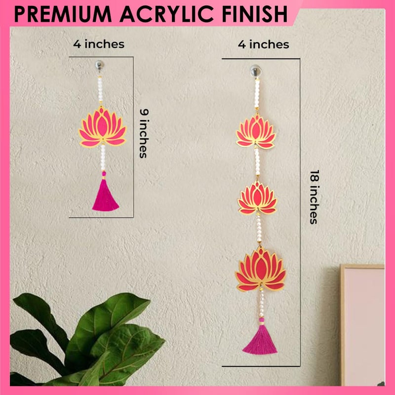 Solobolo Lotus hangings for Decoration Handcrafted Lotus Toran Latkan with White Pearl and Tessel | for Decoration of Diwali, New Year|Home Decoration, Door Hanging, Wall Hanging |LOT101 - Image 3
