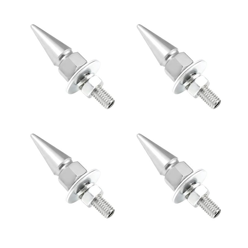 SHMZK 4 PCS Spikes License Plate Screws for Car Anti Theft Spike Shape Aluminum Car Plate Frame Fastenings Bolt Cool Licence Plate Screw Set for Car Truck Motorcycle Car Accessories Silver - Image 3