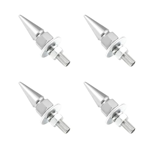 SHMZK 4 PCS Spikes License Plate Screws for Car Anti Theft Spike Shape Aluminum Car Plate Frame Fastenings Bolt Cool Licence Plate Screw Set for Car Truck Motorcycle Car Accessories Silver - Image 1