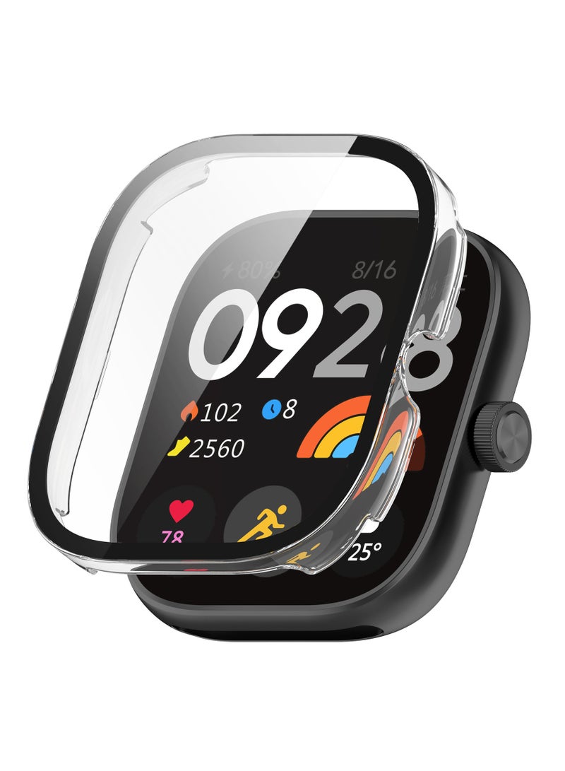 Glass Case Compatible with Xiaomi Redmi Watch 4 Smartwatch Case Accessories, All Around Hard PC Scratched Resistant Full Protective Cover for Redmi Watch 4,Clear - Image 1
