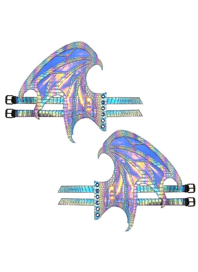 Neva Nude Neva Nude Large Iridescent Drogon Dragon Boot Leg Wing | Handcrafted Costume Wings for Calf or Boots | Strapped or Laced on for Raves and Festivals  - Image 4