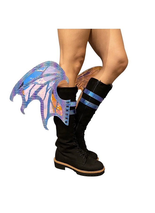 Neva Nude Neva Nude Large Iridescent Drogon Dragon Boot Leg Wing | Handcrafted Costume Wings for Calf or Boots | Strapped or Laced on for Raves and Festivals  - Image 3