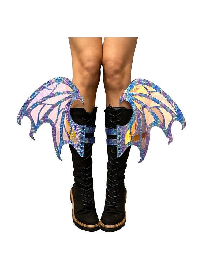 Neva Nude Neva Nude Large Iridescent Drogon Dragon Boot Leg Wing | Handcrafted Costume Wings for Calf or Boots | Strapped or Laced on for Raves and Festivals  - Image 1