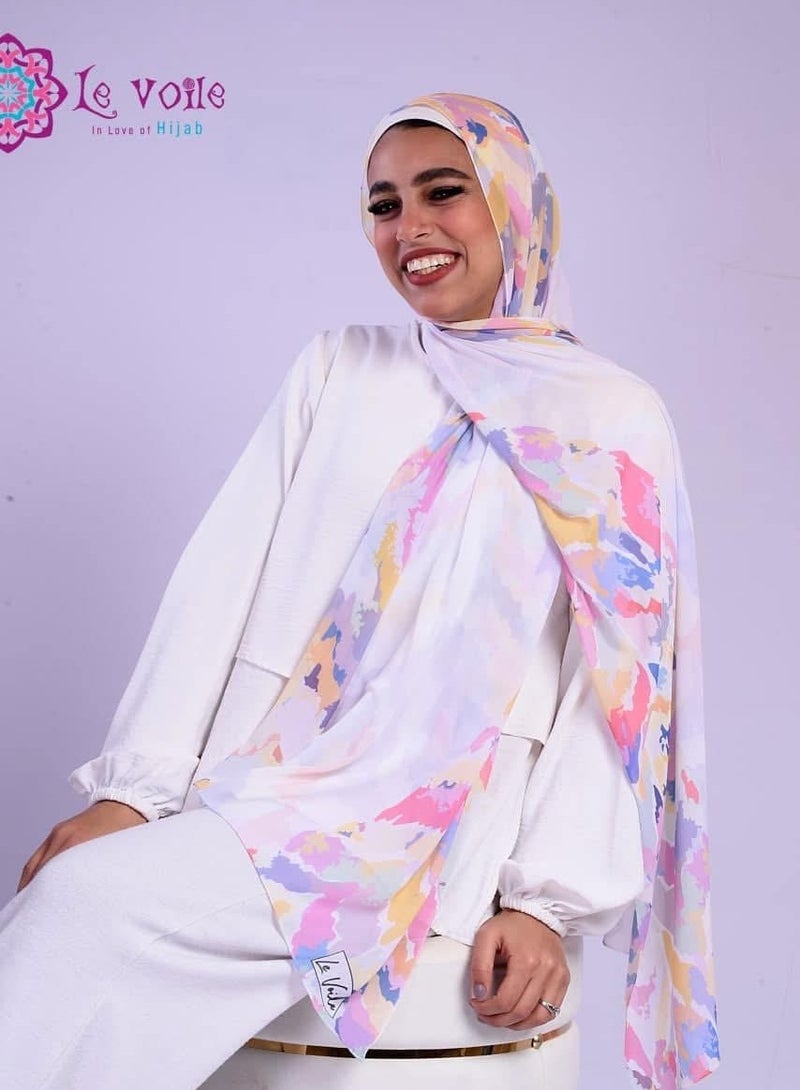 لافوال طرحة شيفون ديجيتال ناعم من Le Voile مقاس 200×70 سم – خفيفة وأنيقة