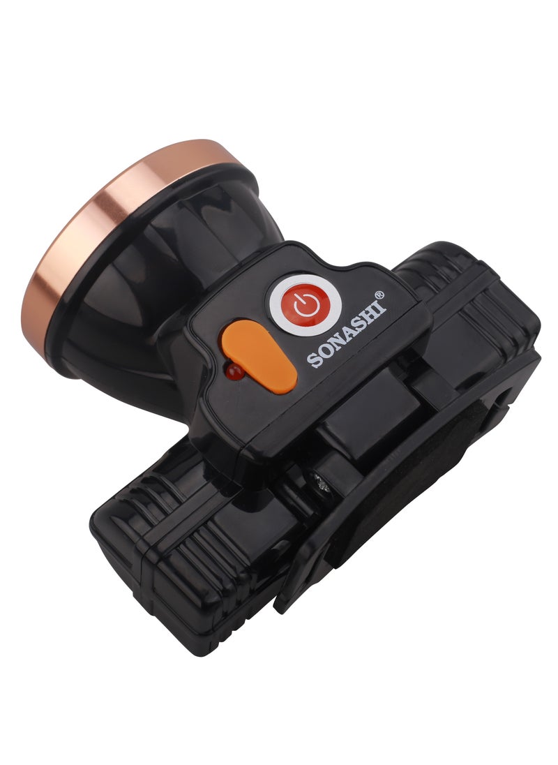 SONASHI - Rechargeable Head Light with Bright LED Bulb and 2 Mode Settings  Chargeable Device with Working Time of 15 Hours  Best for Camping Hiking Running and Outdoors SHL-333 - Image 1