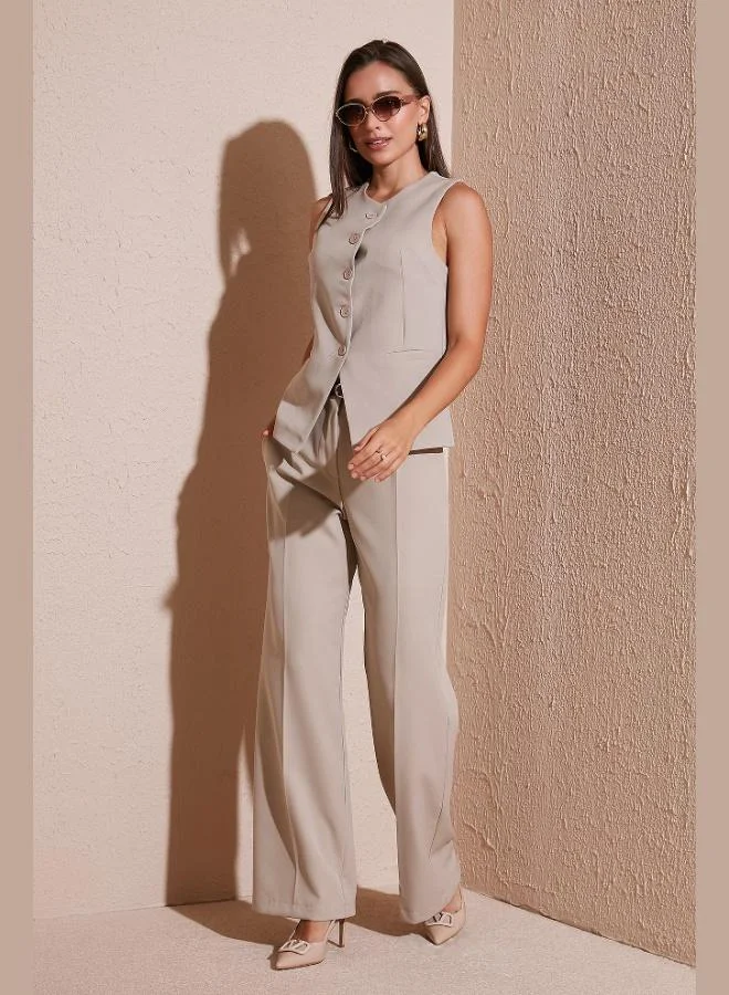 ليلا بنطلون واسع نسائي بخصر عالٍ