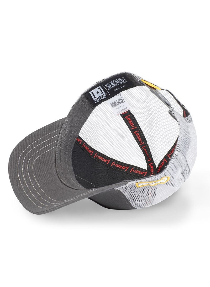 [ X ] Capslab - One Piece Straw Hat Unisex Adult Trucker Cap Grey - Image 1