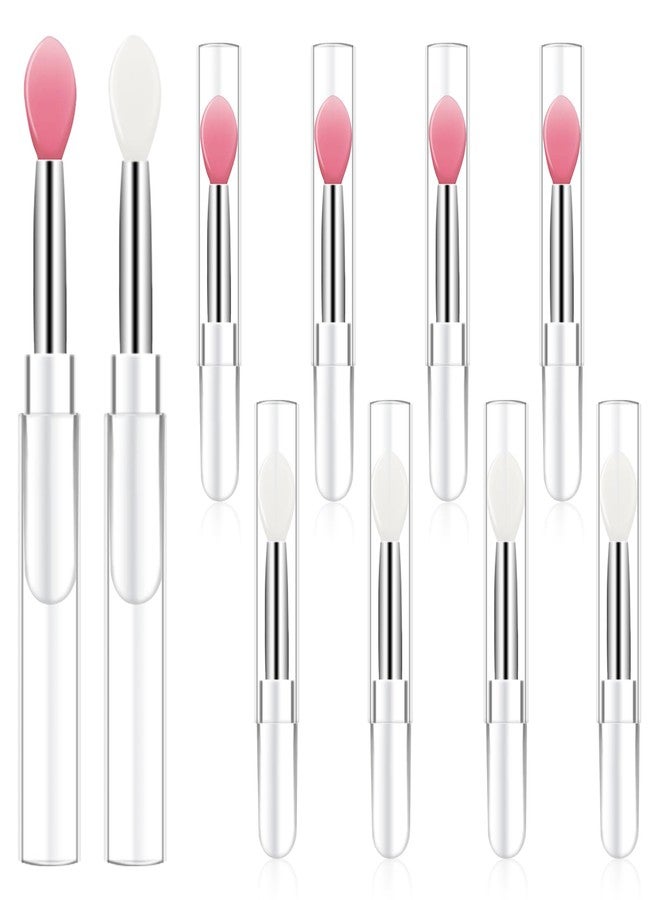 Skrfren 10Pcs Silicone Lip Brushes Tool, Reusable Lip Balm Applicator Lipstick Applicator Brushes with Caps Eyeshadow Lips Brush for Lipsticks, Lips Gloss and Other Cream Makeup Produts - Image 1