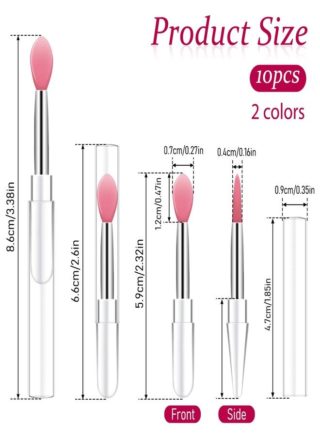 Skrfren 10Pcs Silicone Lip Brushes Tool, Reusable Lip Balm Applicator Lipstick Applicator Brushes with Caps Eyeshadow Lips Brush for Lipsticks, Lips Gloss and Other Cream Makeup Produts - Image 2