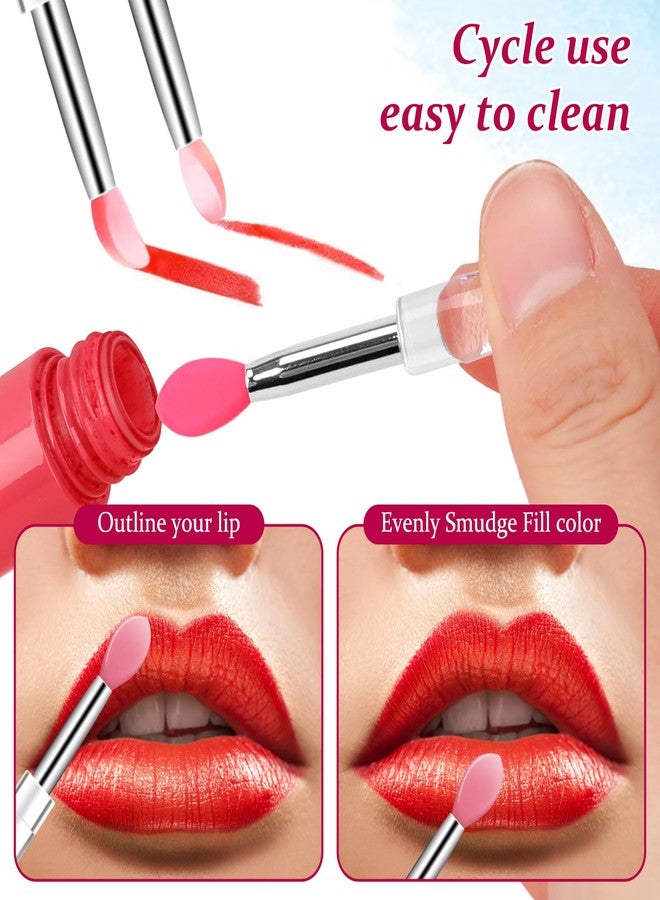 Skrfren 10Pcs Silicone Lip Brushes Tool, Reusable Lip Balm Applicator Lipstick Applicator Brushes with Caps Eyeshadow Lips Brush for Lipsticks, Lips Gloss and Other Cream Makeup Produts - Image 4