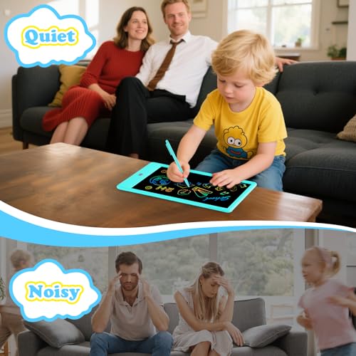 EooCoo LCD Writing Tablet for Kids, 10 Inch Colorful Doodle Board Drawing Pad, Learning Toys for Toddlers, No Mess Sketch Pads Coloring Books for Travel, Stocking Stuffers for Girls 3-12 Years - Image 4