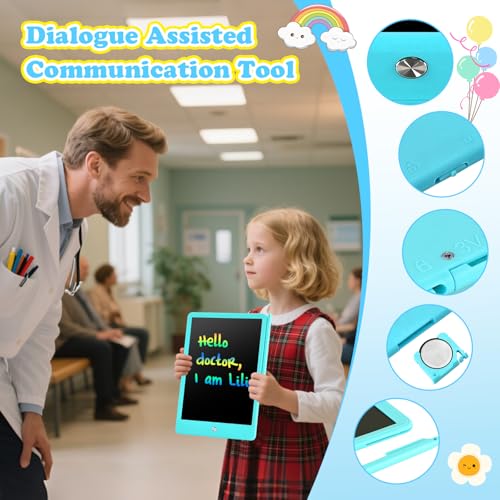 EooCoo LCD Writing Tablet for Kids, 10 Inch Colorful Doodle Board Drawing Pad, Learning Toys for Toddlers, No Mess Sketch Pads Coloring Books for Travel, Stocking Stuffers for Girls 3-12 Years - Image 5