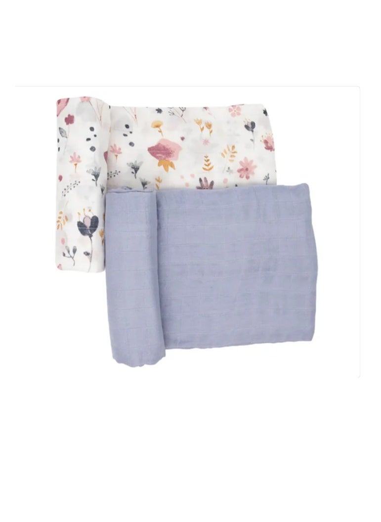 little unicorn Deluxe Muslin Swaddle 2 Pack Set Fairy Gardens Set  - Image 1