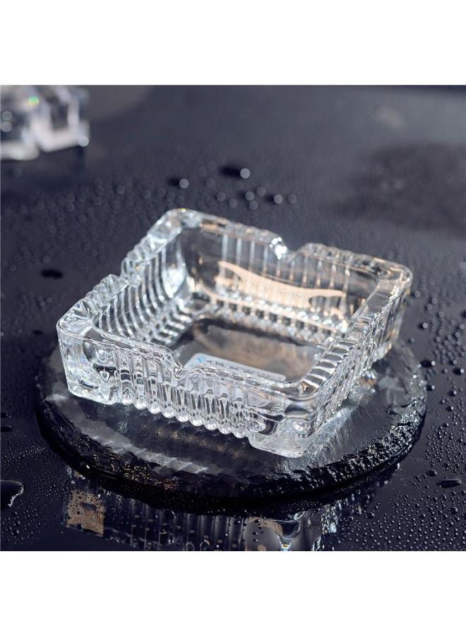 Large Crystal Glass Ashtray for Cigarettes & Cigars, Heavy-Duty Square Ash Tray with High-Capacity Design - Indoor/Outdoor Modern Decor, Durable Easy-Clean Surface - Image 2