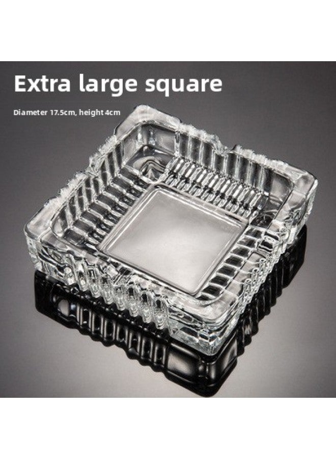 Large Crystal Glass Ashtray for Cigarettes & Cigars, Heavy-Duty Square Ash Tray with High-Capacity Design - Indoor/Outdoor Modern Decor, Durable Easy-Clean Surface - Image 1