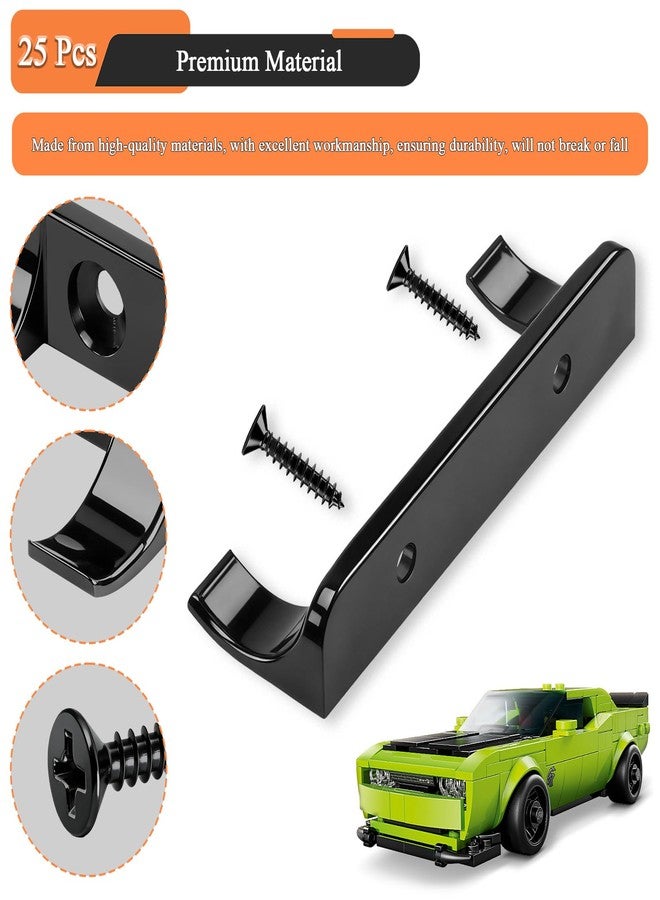 WFCYX 25 Pcs Sturdy Wall Bracket, Vertical Car Display Wall Mount, with 50 Pcs Screws, Compatible with Speed Champion Series Brick Car Models, Display Collectible Cars Vertical by Wheels on Wall, Black - Image 5