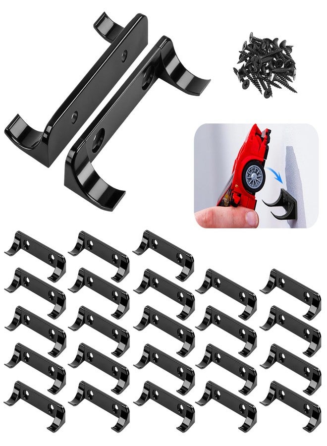 WFCYX 25 Pcs Sturdy Wall Bracket, Vertical Car Display Wall Mount, with 50 Pcs Screws, Compatible with Speed Champion Series Brick Car Models, Display Collectible Cars Vertical by Wheels on Wall, Black - Image 1