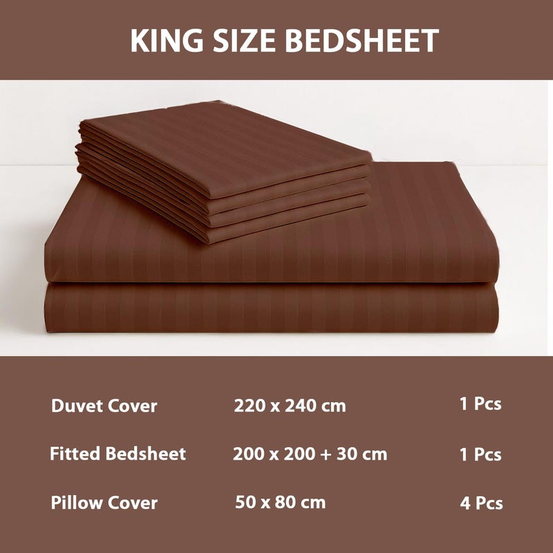 MOONCEE 6Pcs Bed Sheet King Size Set With Duvet Cover 220x240 Microfiber Bed Sheets Bedding Set Includes 1 Fitted Sheet, 1 Quilt Cover & 4 Pillows Cases (Dark Brown, 6Pcs Duvet Cover Set- King) - Image 5
